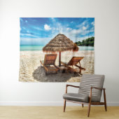 Hemelwolf op beach throw pillow wandkleed (In Situ (horizontaal))