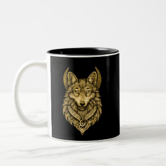 Hemelwolfmaan Halo Kunst Tweekleurige Koffiemok