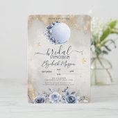 Hemelzon, Blauwe Maan Rozen Bruidslunch Kaart (Staand voorkant)