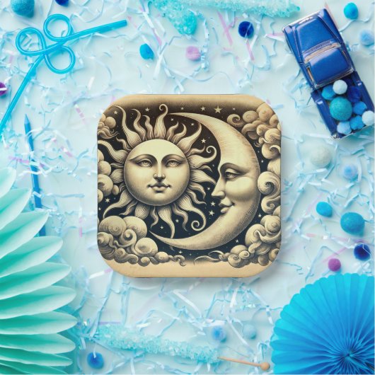  hemelzon & maan papieren bordje (Feest)