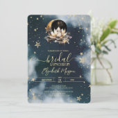 Hemelzon, Maan, Sterren Lotus Night Sky Bridal Kaart (Staand voorkant)