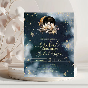Hemelzon, Maan, Sterren Lotus Night Sky Bridal Kaart