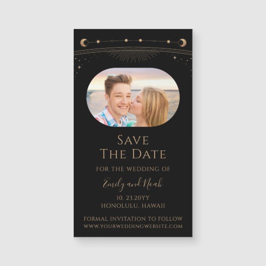 Hemelzwart Gouden Foto Save The Date (Voorkant)