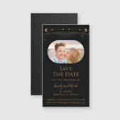 Hemelzwart Gouden Foto Save The Date (Voorkant / Achterkant)