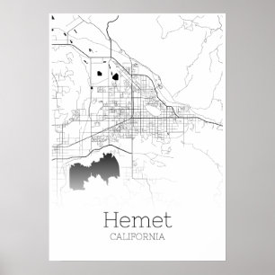 Hemet Map - Californië - City Map Poster