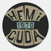 HEMI CUDA 1970 RONDE STICKER (Voorkant)