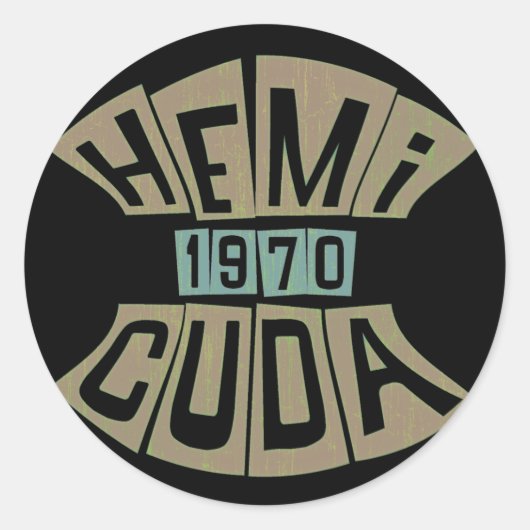 HEMI CUDA 1970 RONDE STICKER (Voorkant)