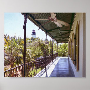 Hemingway House Balcony met Uitzicht van vuurtoren Poster
