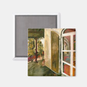 Hemingway Porch Kat schilderij Magnet (Voorkant / Achterkant)