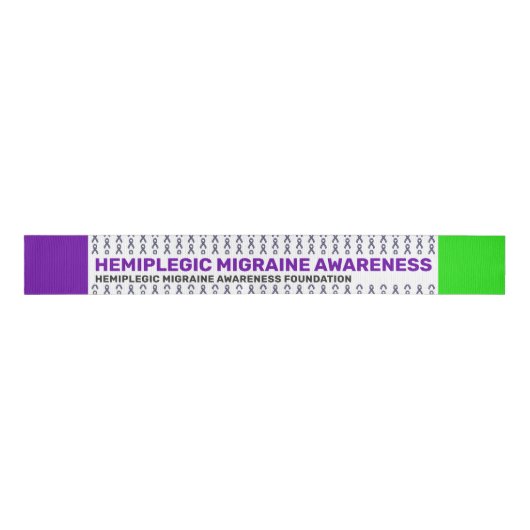 Hemiplegic Migraine Awareness Patroon Ribbon Grosgrain Lint (Voorkant)