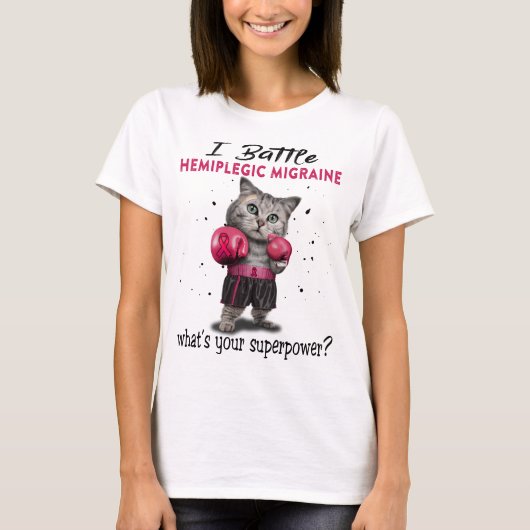 Hemiplegische migraine Awareness Ribbon Support Gi T-shirt (Voorkant)