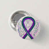 Hemiplegische migraine Bewustmaking Ribbon Angel B Ronde Button 3,2 Cm (Voorkant /achterkant)