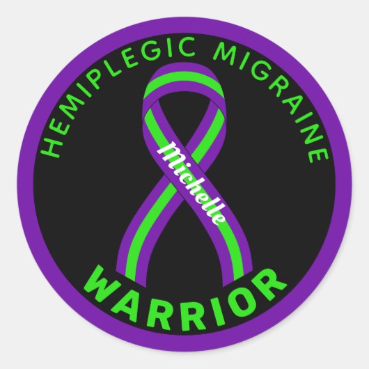 Hemiplegische migraine Warrior Black Round Sticker (Voorkant)