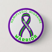 Hemiplegische migraine Warrior Ribbon White Button (Voorkant)