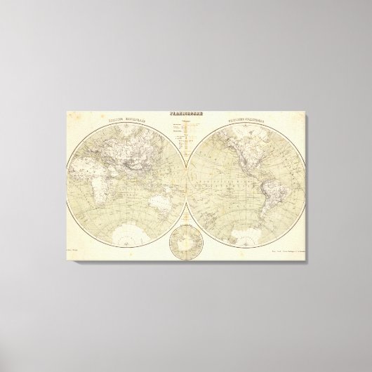 Hemisphere Atlas Map Canvas Afdruk (Voorkant)