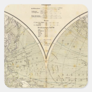 Hemisphere Atlas Map Vierkante Sticker