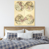 Hemispheres Handgekleurde atlaskaart Canvas Afdruk (Insitu (Slaapkamer))