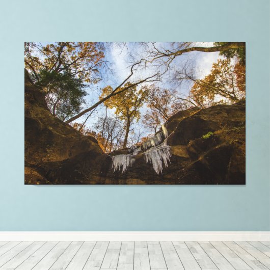Hemlock Cliffs, Indiana in het najaar Canvas Afdruk (Insitu (Houten vloer))