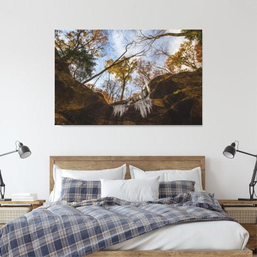 Hemlock Cliffs, Indiana in het najaar Canvas Afdruk (Insitu (Slaapkamer))