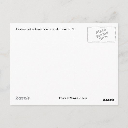Hemlock & Iceflow, Smart's Brook, Thornton, NH Briefkaart (Achterkant)