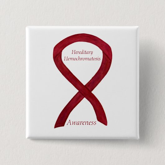 Hemochromatose bewustzijn Ribbon Pin Vierkante Button 5,1 Cm (Voorkant)