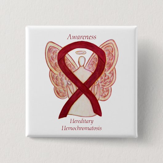 Hemochromatose bewustzijn Ribbon Pin Vierkante Button 5,1 Cm (Voorkant)
