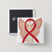Hemofilie Angel Red Awareness Ribbon Button (Voorkant /achterkant)