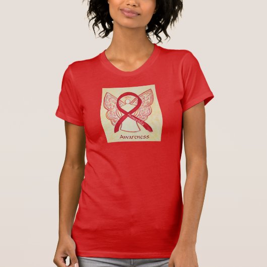 Hemofilie Bewustmaking Red Ribbon Angel Shirt (Voorkant)