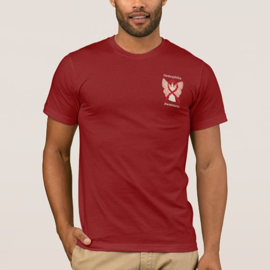 Hemofilie Bewustmaking Ribbon Angel - Aangepast Sh T-shirt (Voorkant)