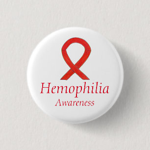 Hemofilie Red Awareness Ribbon Custom Art Pendant Ronde Button 3,2 Cm