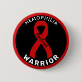 Hemofilie Warrior Ribbon Black Button (Voorkant)