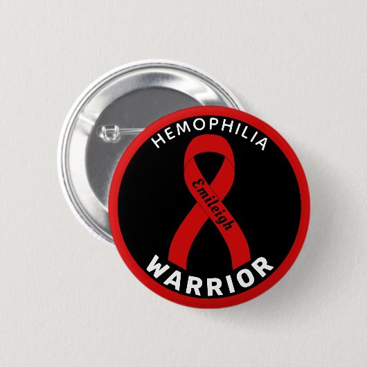 Hemofilie Warrior Ribbon Black Button (Voorkant /achterkant)