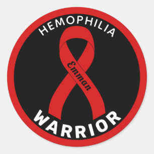 Hemofilie Warrior Ribbon Black Round Sticker