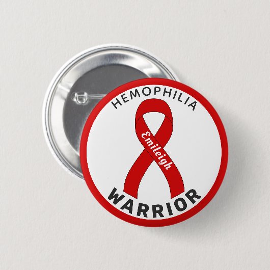 Hemofilie Warrior Ribbon White Button (Voorkant /achterkant)