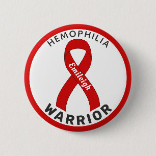 Hemofilie Warrior Ribbon White Button
