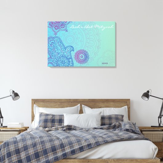 Hemsa Canvas Bat Mitzvah Sign-In Memory Board (Insitu (Slaapkamer))