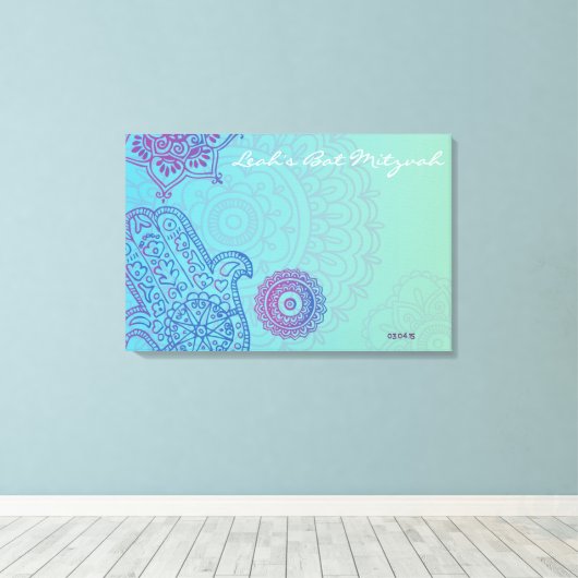 Hemsa Canvas Bat Mitzvah Sign-In Memory Board (Insitu (Houten vloer))