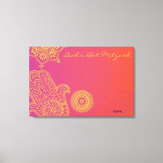 Hemsa Canvas Bat Mitzvah Sign-In Memory Board Afdruk (Voorkant)