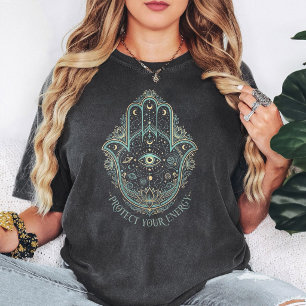 Hemsa Hand Hemelse Oogbeschermingsontwerp T-shirt