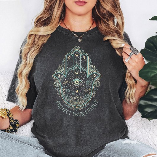 Hemsa Hand Hemelse Oogbeschermingsontwerp T-shirt