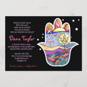 Hemsa Jewish Baby Naming Invitation Hebreeuws Kaart