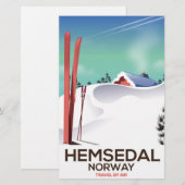 Hemsedal Noorwegen Ski reisposter Briefpapier (Voorkant / Achterkant)