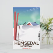 Hemsedal Noorwegen Ski reisposter Briefpapier (Staand voorkant)