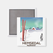 Hemsedal Noorwegen Ski reisposter Magneet (Voorkant / Achterkant)