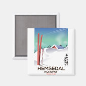 Hemsedal Noorwegen Ski reisposter Magneet (Voorkant / Achterkant)