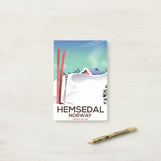Hemsedal Noorwegen Ski reisposter Post-it® Notes (Op bureau)