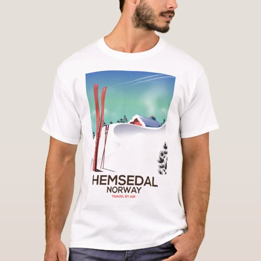 Hemsedal Noorwegen Ski reisposter T-shirt (Voorkant)
