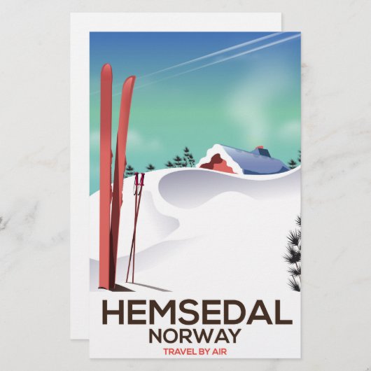 Hemsedal Norway Ski reisposter Briefpapier (Voorkant / Achterkant)