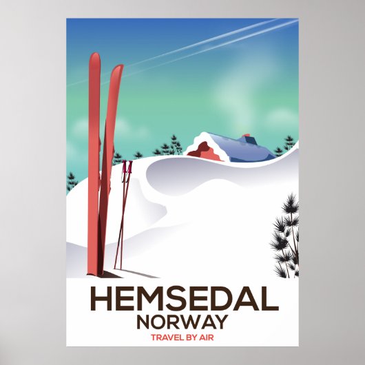 Hemsedal Norway Ski reisposter Poster (Voorkant)