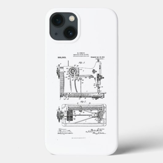 Hemstitch naaimachine patent Case-Mate iPhone case (Achterkant)